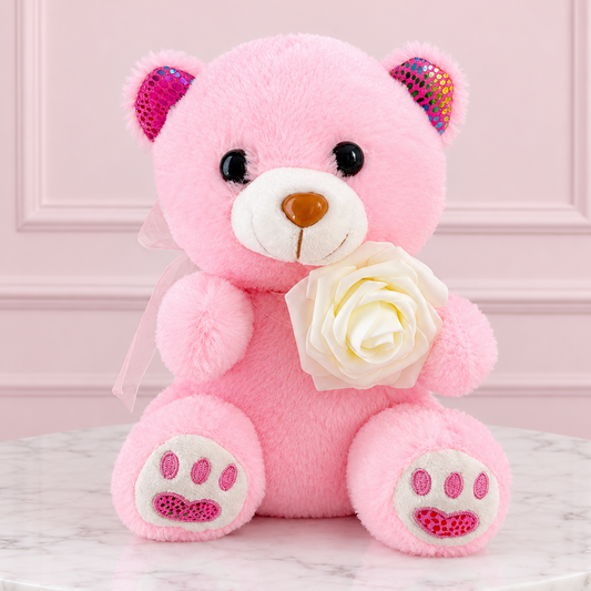 11" Pink Stuffed Teddy Bear - Miami Flower Store Same-Day Delivery Fort Lauderdale Brickell Aventura Las Olas Hallendale Beach Hollywood Sunny Isles