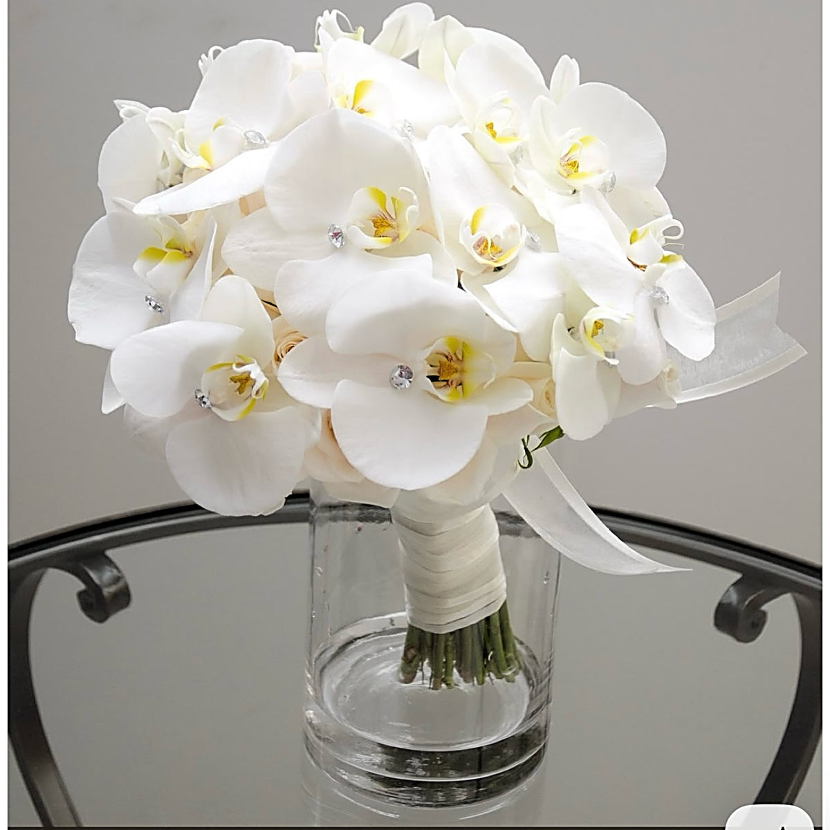 Bridal White Orchids Phalaenopsis Fresh Flower Bouquet| Miami Flower Store - Miami Flower Store Same-Day Delivery Fort Lauderdale Brickell Aventura Las Olas Hallendale Beach Hollywood Sunny Isles