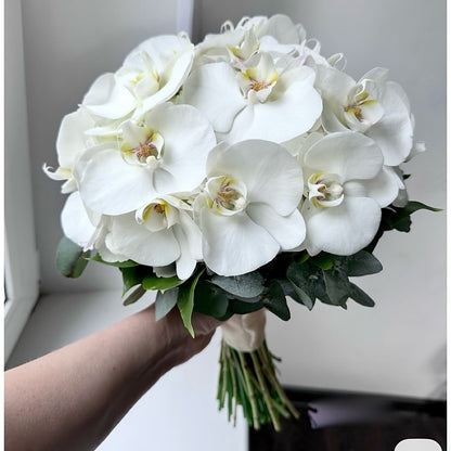 Bridal White Orchids Phalaenopsis Fresh Flower Bouquet| Miami Flower Store - Miami Flower Store Same-Day Delivery Fort Lauderdale Brickell Aventura Las Olas Hallendale Beach Hollywood Sunny Isles