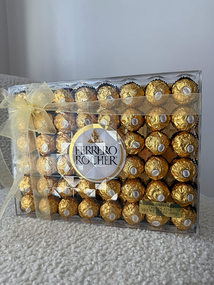 48 Pc. Ferrero Rocher Candy Box With Bow - Miami Flower Store Same-Day Delivery Fort Lauderdale Brickell Aventura Las Olas Hallendale Beach Hollywood Sunny Isles