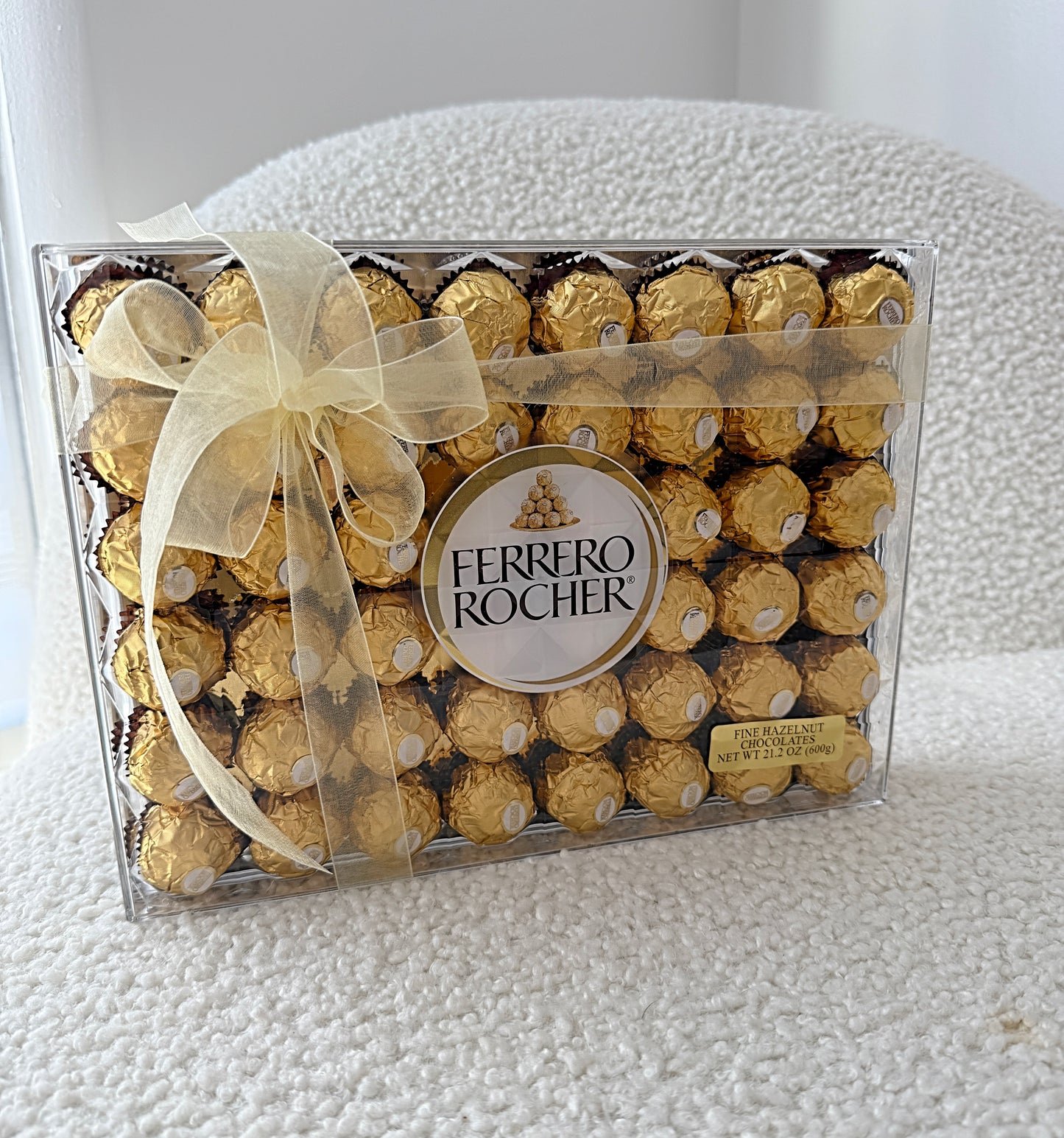 48 Pc. Ferrero Rocher Candy Box With Bow - Miami Flower Store Same-Day Delivery Fort Lauderdale Brickell Aventura Las Olas Hallendale Beach Hollywood Sunny Isles