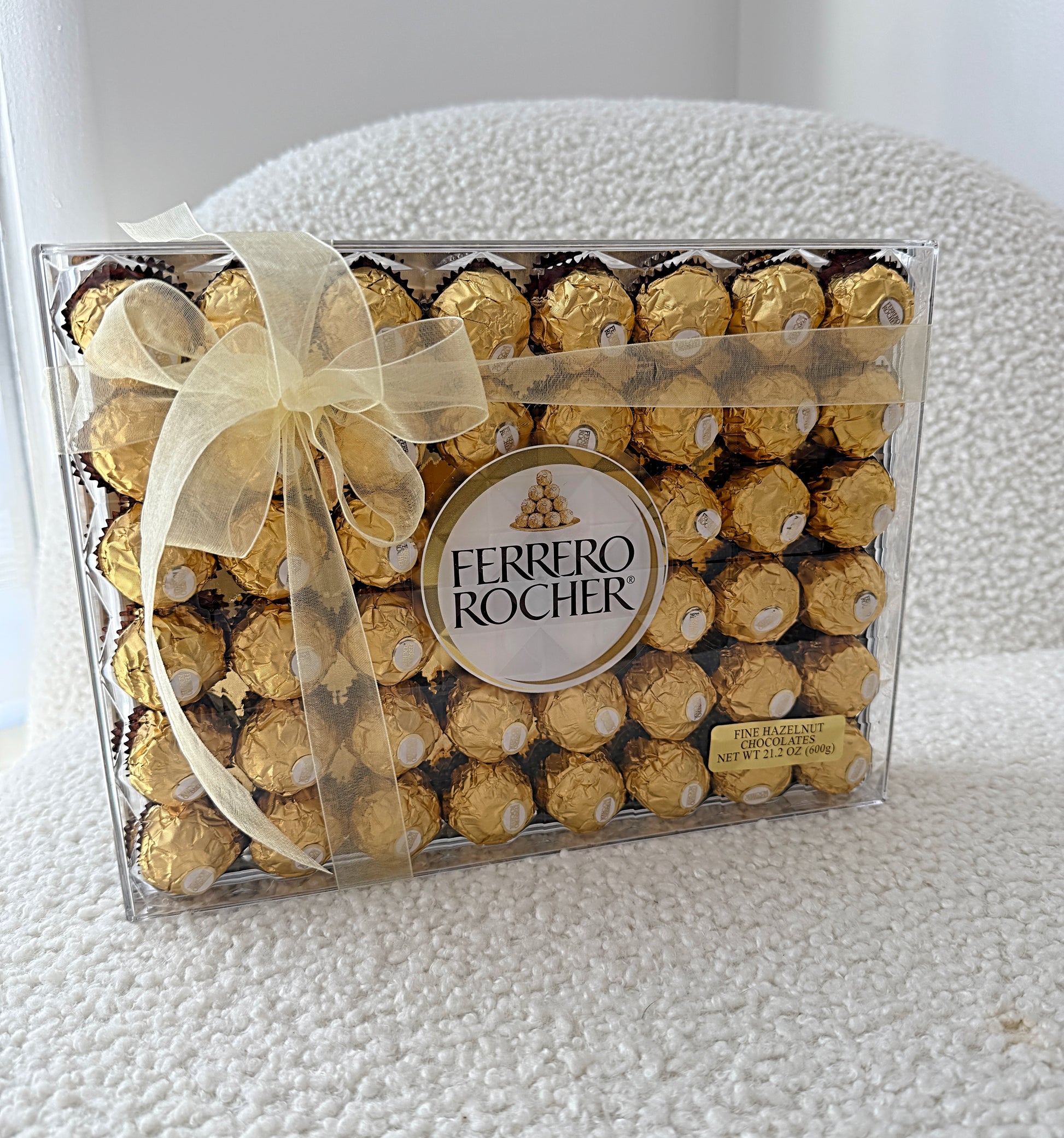 48 Pc. Ferrero Rocher Candy Box With Bow - Miami Flower Store Same-Day Delivery Fort Lauderdale Brickell Aventura Las Olas Hallendale Beach Hollywood Sunny Isles