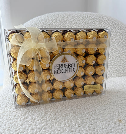 48 Pc. Ferrero Rocher Candy Box With Bow - Miami Flower Store Same-Day Delivery Fort Lauderdale Brickell Aventura Las Olas Hallendale Beach Hollywood Sunny Isles