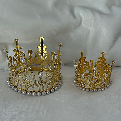 4" Large Gold Crown With Stones & Pearls For Flower Bouquet - Miami Flower Store Same-Day Delivery Fort Lauderdale Brickell Aventura Las Olas Hallendale Beach Hollywood Sunny Isles