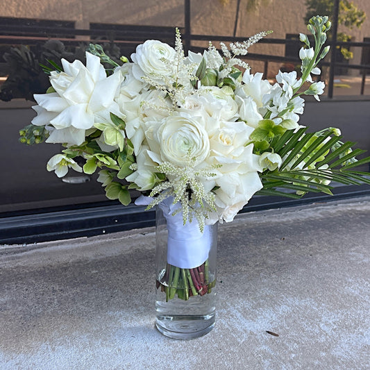 White French Rose & Ranunculus Bridal Wedding Flower Bouquet - Miami Flower Store Delivery Fort Lauderdale