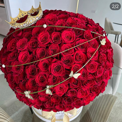 4" Large Gold Crown With Stones & Pearls For Flower Bouquet