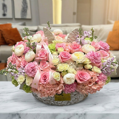 Easter Flower Basket Arrangement/ Egg And Flower Easter Basket - Miami Flower Store Same-Day Delivery Fort Lauderdale Brickell Aventura Las Olas Hallendale Beach Hollywood Sunny Isles