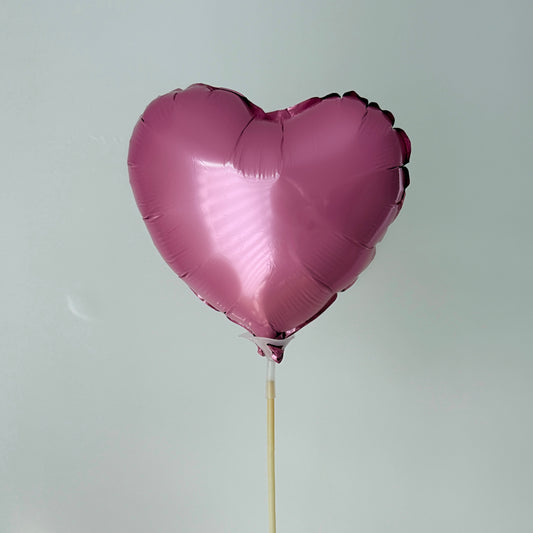 Small Pink Heart Shaped Metallic Foil Balloons On A Stick\8''x8'' - Miami Flower Store Same-Day Delivery Fort Lauderdale Brickell Aventura Las Olas Hallendale Beach Hollywood Sunny Isles