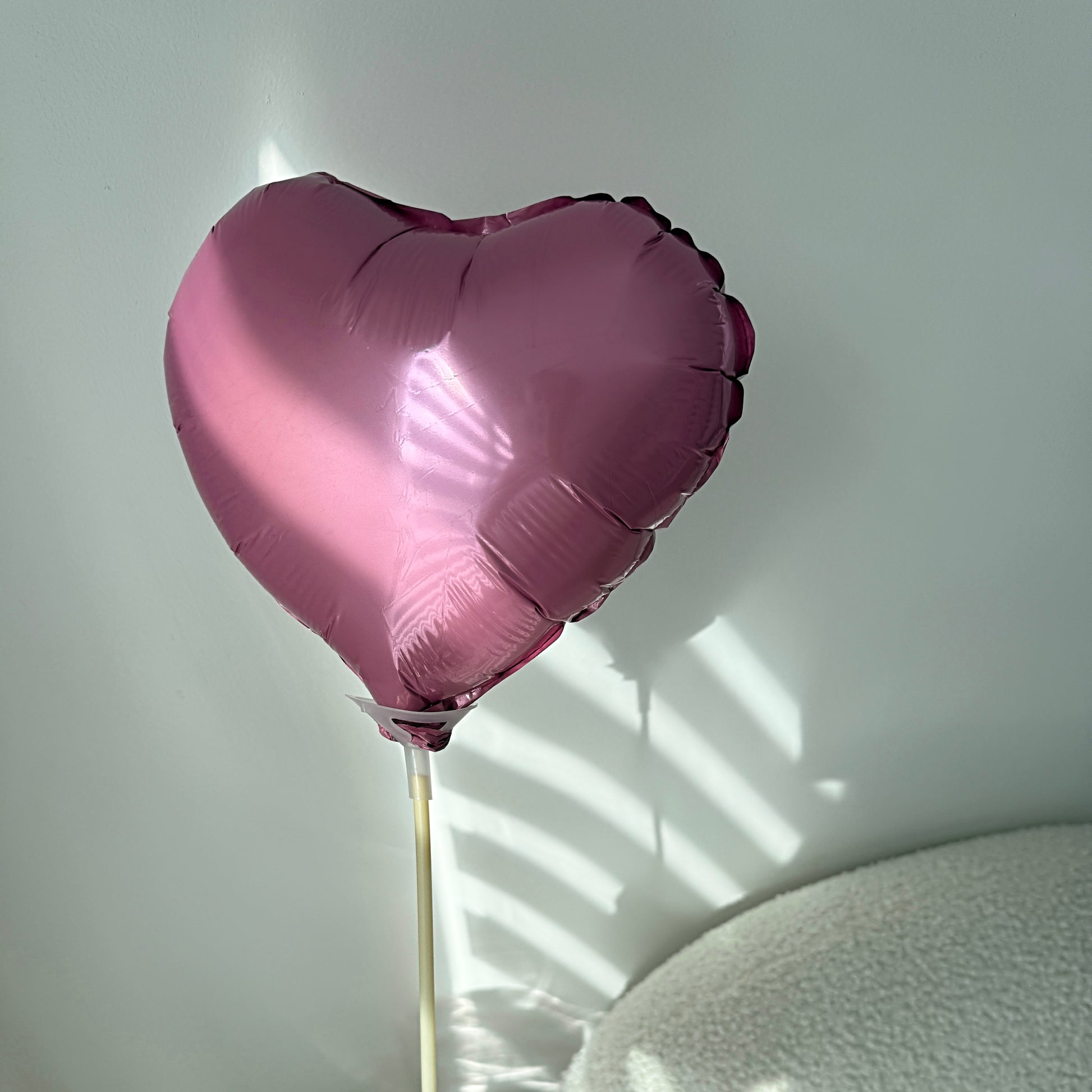 Small Pink Heart Shaped Metallic Foil Balloons On A Stick\8''x8'' - Miami Flower Store Same-Day Delivery Fort Lauderdale Brickell Aventura Las Olas Hallendale Beach Hollywood Sunny Isles