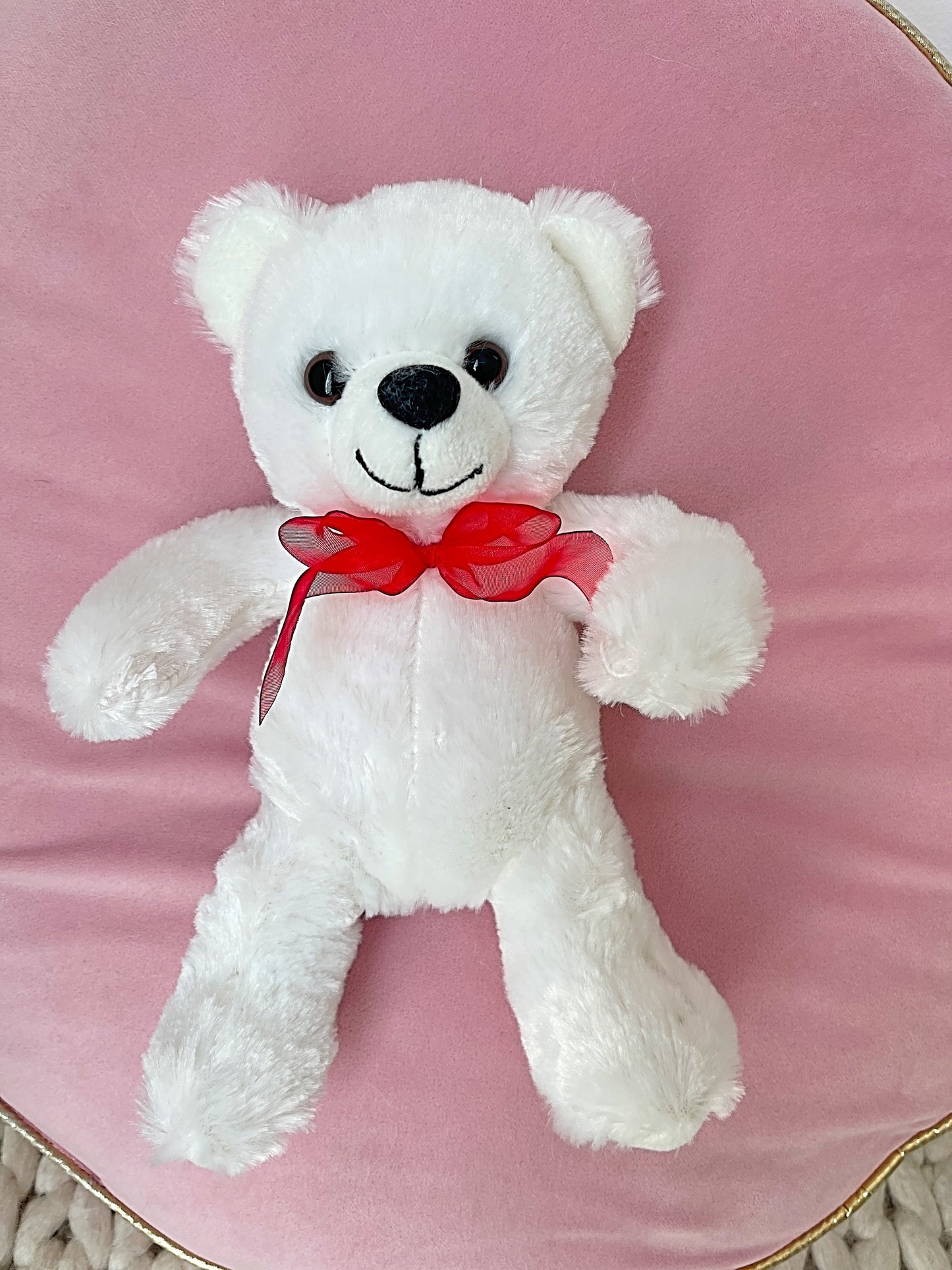 9" White Stuffed Teddy Bear - Miami Flower Store Delivery Fort Lauderdale