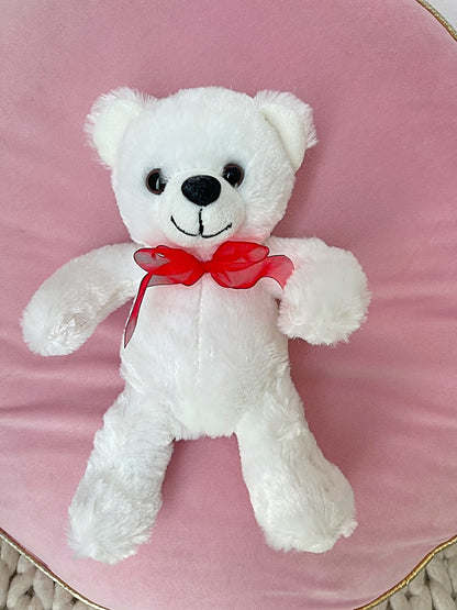 9" White Stuffed Teddy Bear - Miami Flower Store Delivery Fort Lauderdale