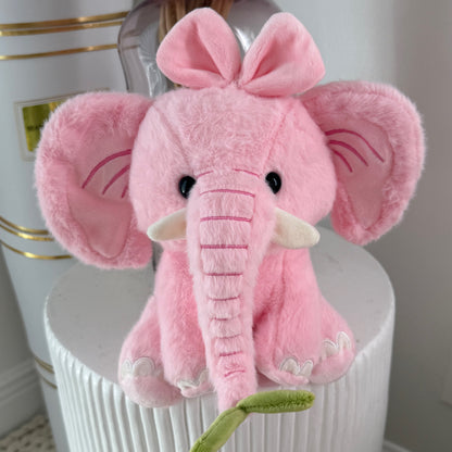 10" Sitting Pink Stuffed Elephant