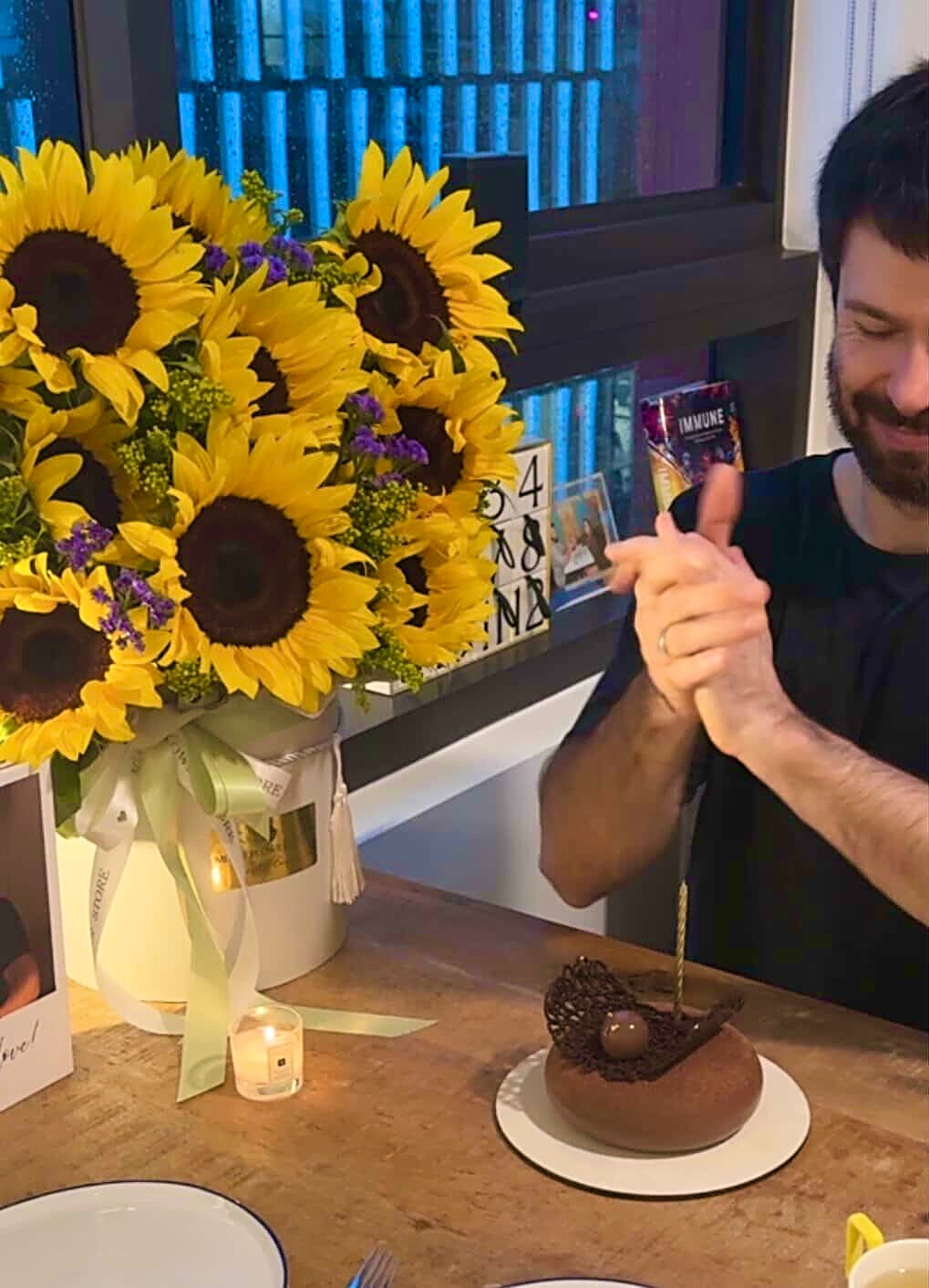 Sunflower, Solidago & Limonium Flower Bouquet In A Box - Miami Flower Store Same-Day Delivery Fort Lauderdale Brickell Aventura Las Olas Hallendale Beach Hollywood Sunny Isles