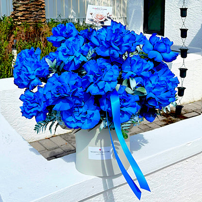Blue Roses Flower Bouquet In A Box - Miami Flower Store Same-Day Delivery Fort Lauderdale Brickell Aventura Las Olas Hallendale Beach Hollywood Sunny Isles