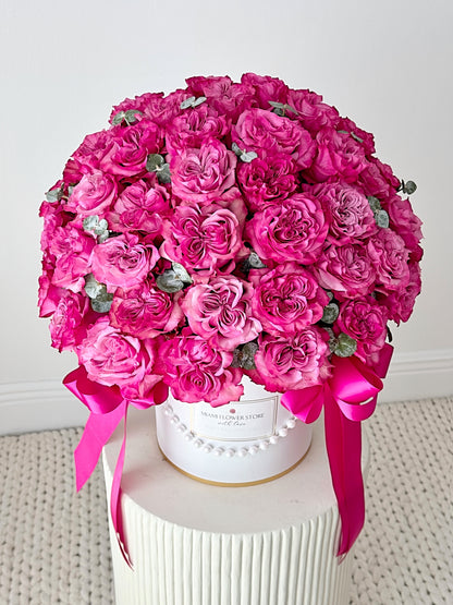 Pink Rose Flower Bouquet In A Box - Miami Flower Store Delivery Fort Lauderdale