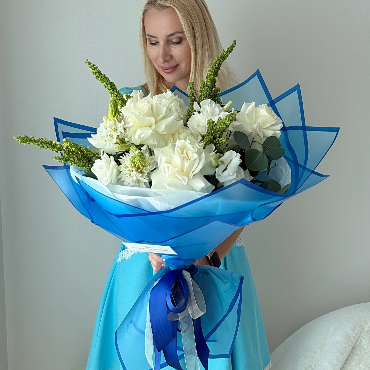 White Rose Flower Bouquet - Miami Flower Store Same-Day Delivery Fort Lauderdale Brickell Aventura Las Olas Hallendale Beach Hollywood Sunny Isles