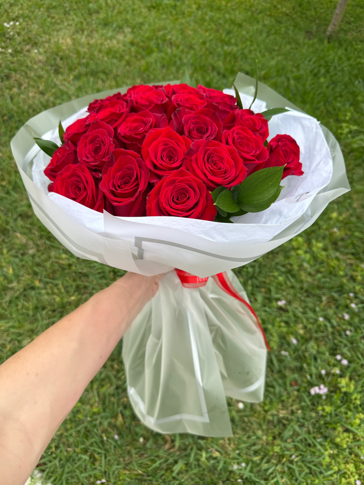 Two Dozen Red Rose Flower Bouquet Classic Bouquet - Miami Flower Store Same-Day Delivery Fort Lauderdale Brickell Aventura Las Olas Hallendale Beach Hollywood Sunny Isles