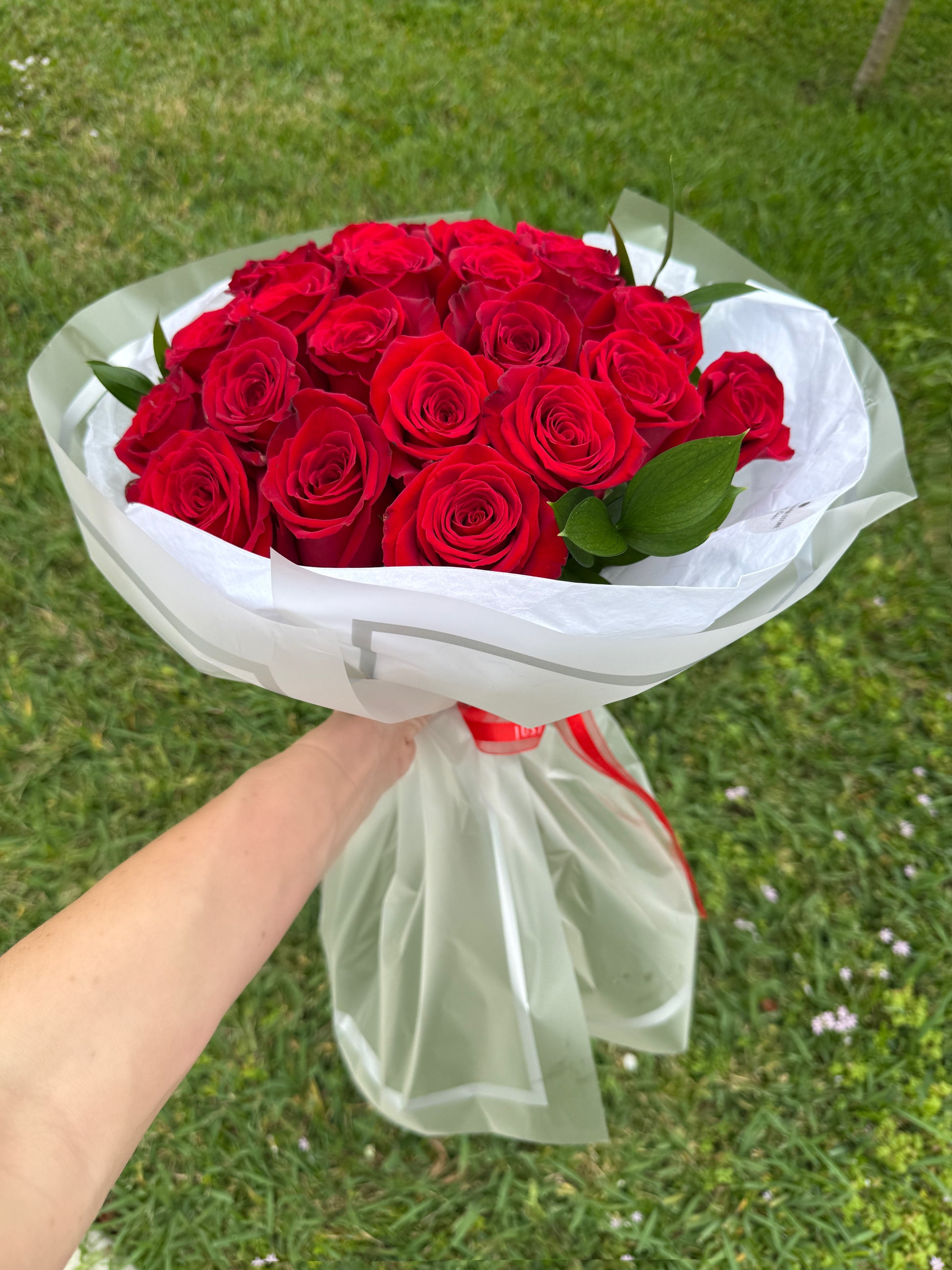 Two Dozen Red Rose Flower Bouquet Classic Bouquet - Miami Flower Store Same-Day Delivery Fort Lauderdale Brickell Aventura Las Olas Hallendale Beach Hollywood Sunny Isles