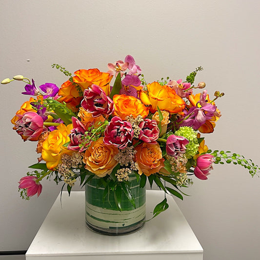 Orange Roses Flower Bouquet In A Vase - Miami Flower Store Delivery Fort Lauderdale