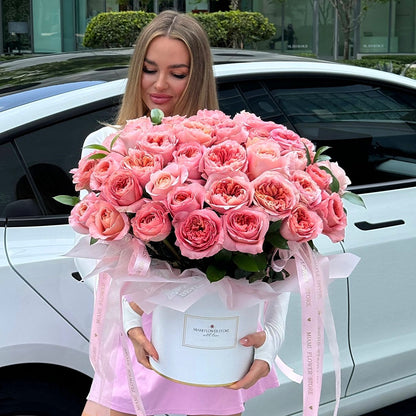 50 Red Rose Flower Bouquet In A Box | Long Stem Red Roses - Miami Flower Store Same-Day Delivery Fort Lauderdale Brickell Aventura Las Olas Hallendale Beach Hollywood Sunny Isles