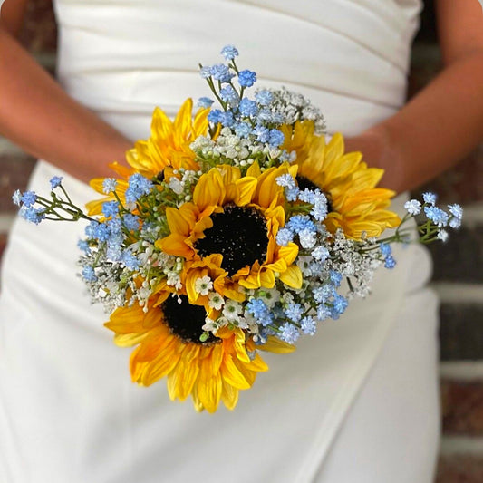 Sunflowers & Blue Baby Breath Flower Bouquet - Miami Flower Store Same-Day Delivery Fort Lauderdale Brickell Aventura Las Olas Hallendale Beach Hollywood Sunny Isles