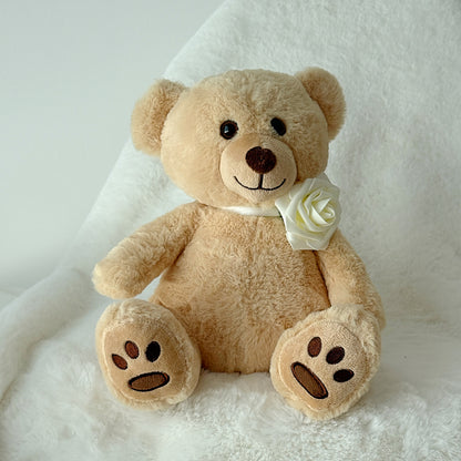 12" Beige Stuffed Teddy Bear - Miami Flower Store Same-Day Delivery Fort Lauderdale Brickell Aventura Las Olas Hallendale Beach Hollywood Sunny Isles