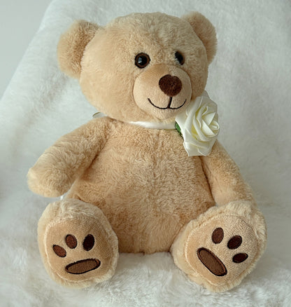 12" Beige Stuffed Teddy Bear - Miami Flower Store Same-Day Delivery Fort Lauderdale Brickell Aventura Las Olas Hallendale Beach Hollywood Sunny Isles