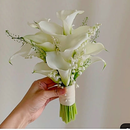 Bridal Bouquet From White Calla Lilies/ Wedding Callas Lilies Bouquet - Miami Flower Store Same-Day Delivery Fort Lauderdale Brickell Aventura Las Olas Hallendale Beach Hollywood Sunny Isles