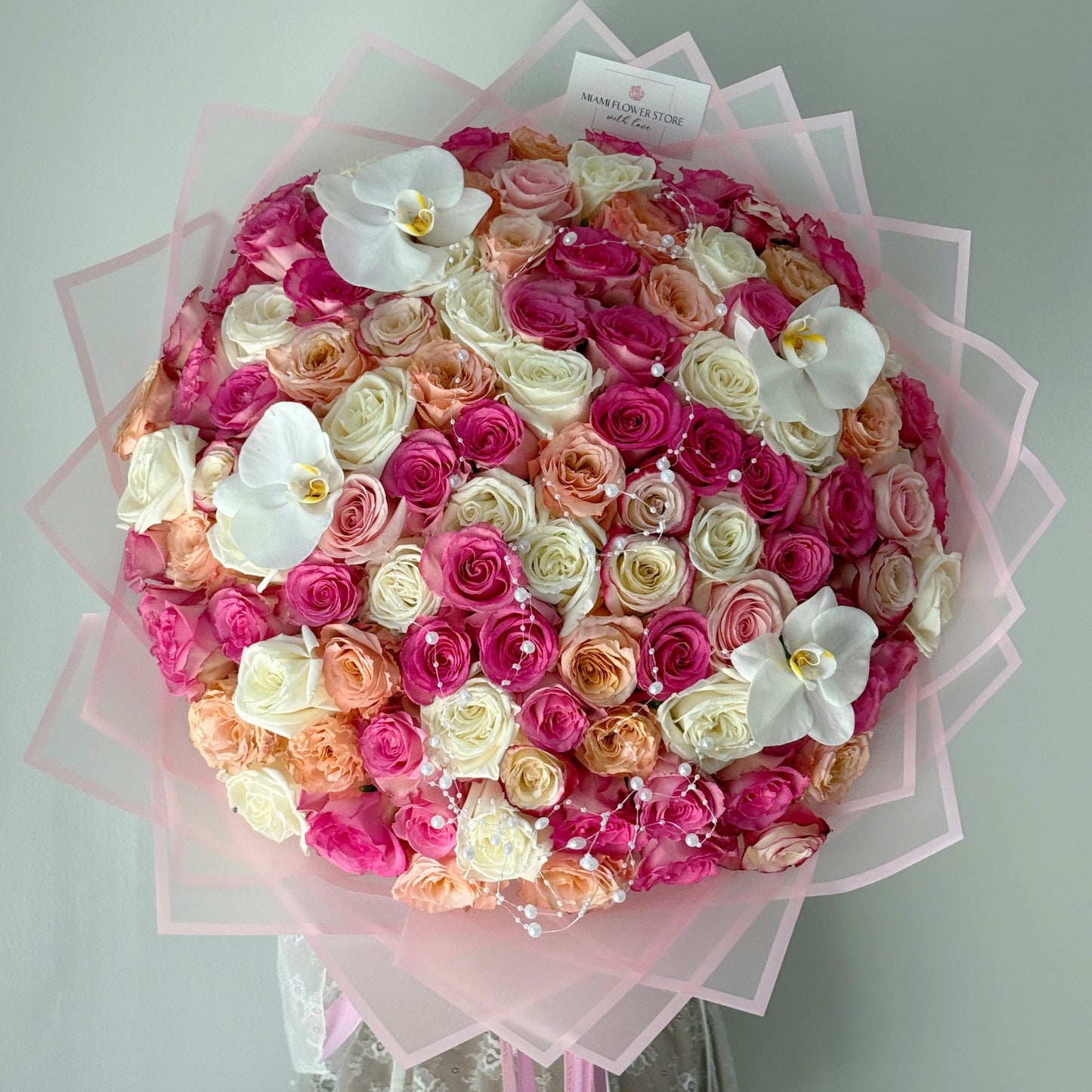 100 Rose Flower Bouquet With Orchids