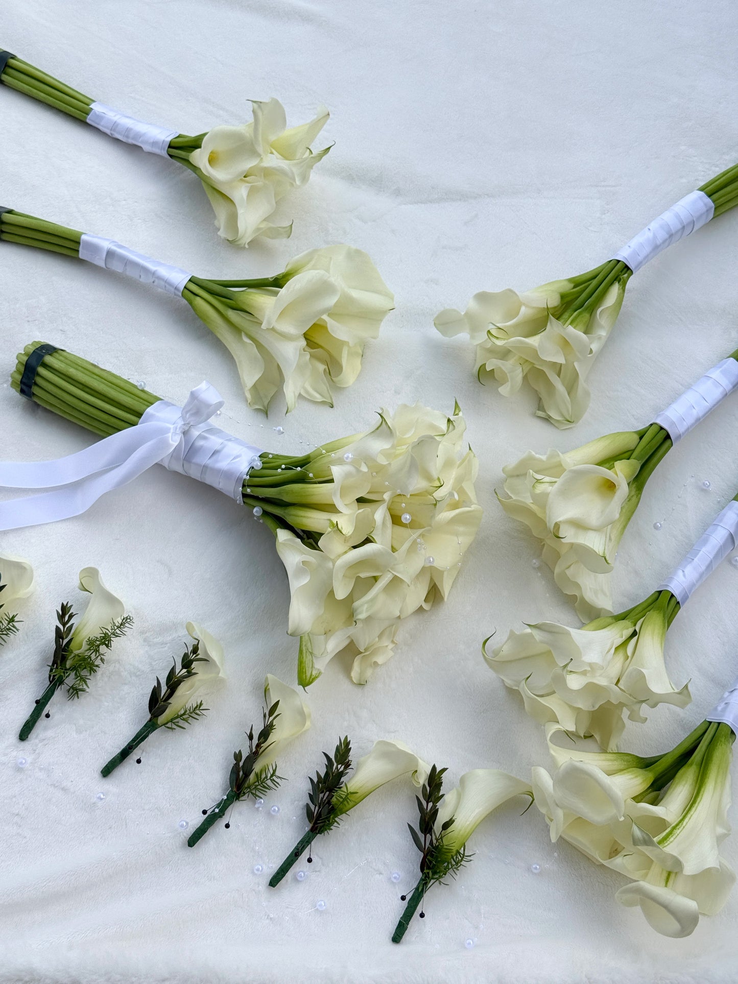 Bridal Bouquet From White Calla Lilies/ Wedding Callas Lilies Bouquet - Miami Flower Store Same-Day Delivery Fort Lauderdale Brickell Aventura Las Olas Hallendale Beach Hollywood Sunny Isles
