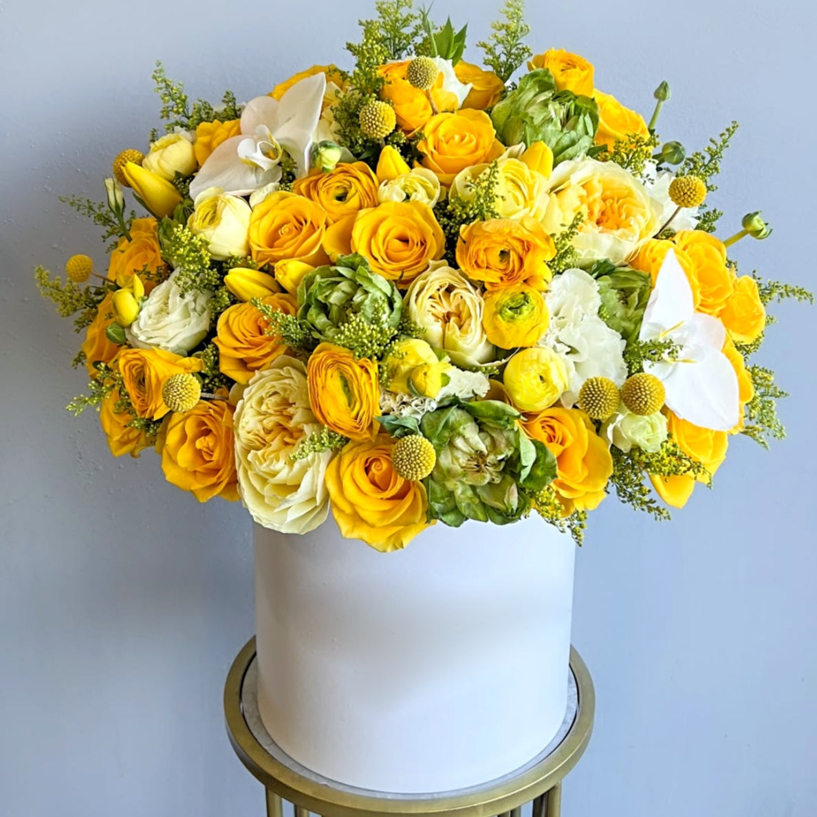 Yellow Roses & Flower Bouquet In A Box/ MiamiFlowerStore