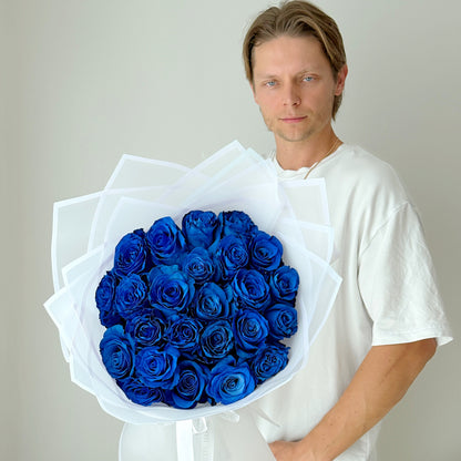 Royal Blue Rose Flower Bouquet - Miami Flower Store Same-Day Delivery Fort Lauderdale Brickell Aventura Las Olas Hallendale Beach Hollywood Sunny Isles