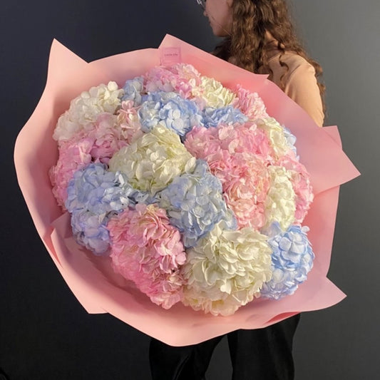 Blue, White & Pink Hydrangea Flower Bouquet - Miami Flower Store Same-Day Delivery Fort Lauderdale Brickell Aventura Las Olas Hallendale Beach Hollywood Sunny Isles