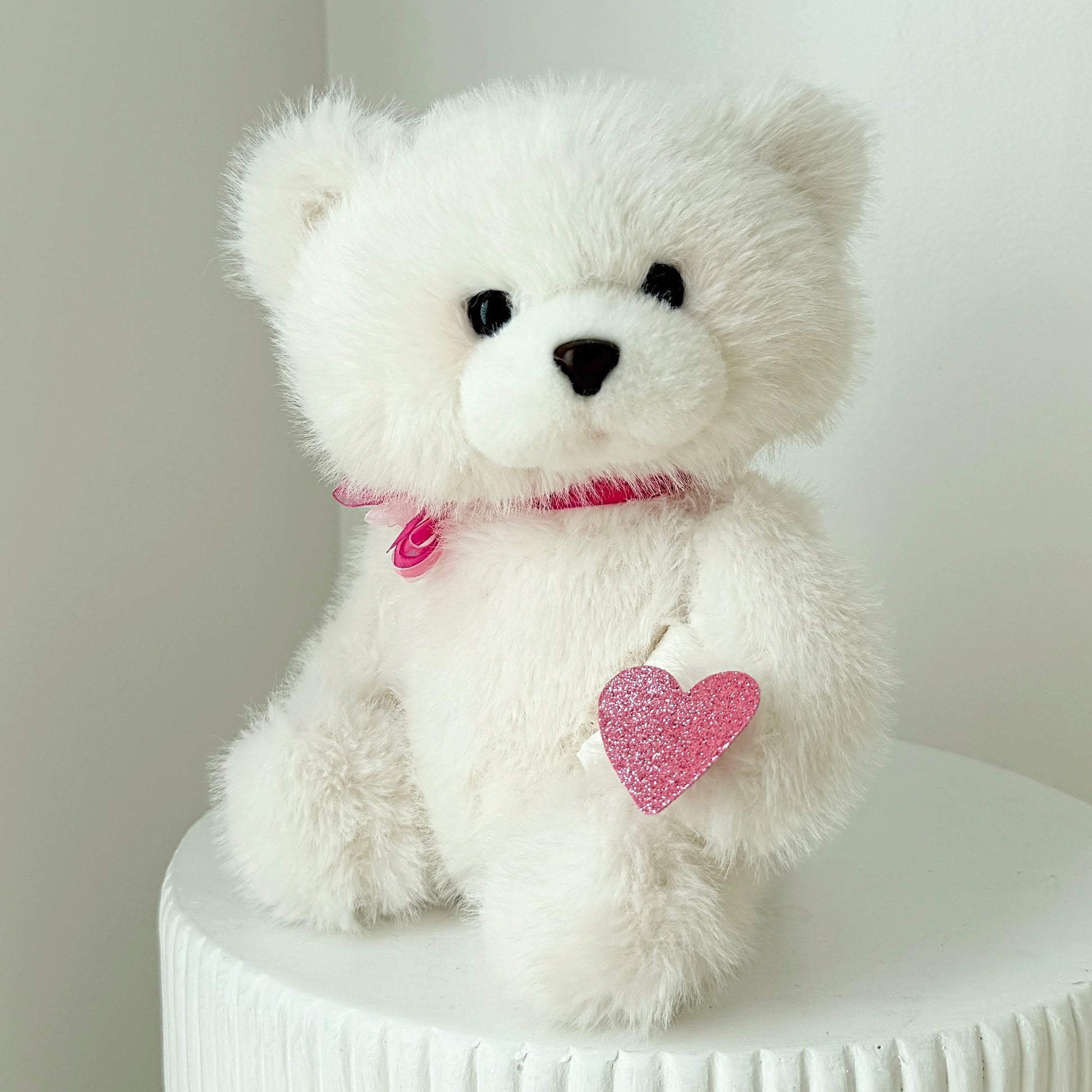 11" White Stuffed Teddy Bear - Miami Flower Store Same-Day Delivery Fort Lauderdale Brickell Aventura Las Olas Hallendale Beach Hollywood Sunny Isles
