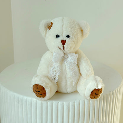 8" Sitting White Stuffed Teddy Bear - Miami Flower Store Same-Day Delivery Fort Lauderdale Brickell Aventura Las Olas Hallendale Beach Hollywood Sunny Isles