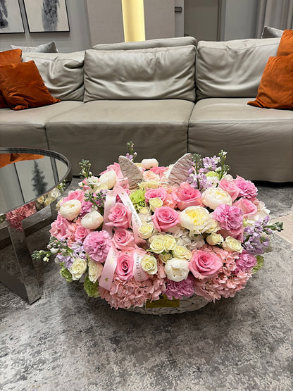 Easter Flower Basket Arrangement/ Egg And Flower Easter Basket - Miami Flower Store Same-Day Delivery Fort Lauderdale Brickell Aventura Las Olas Hallendale Beach Hollywood Sunny Isles