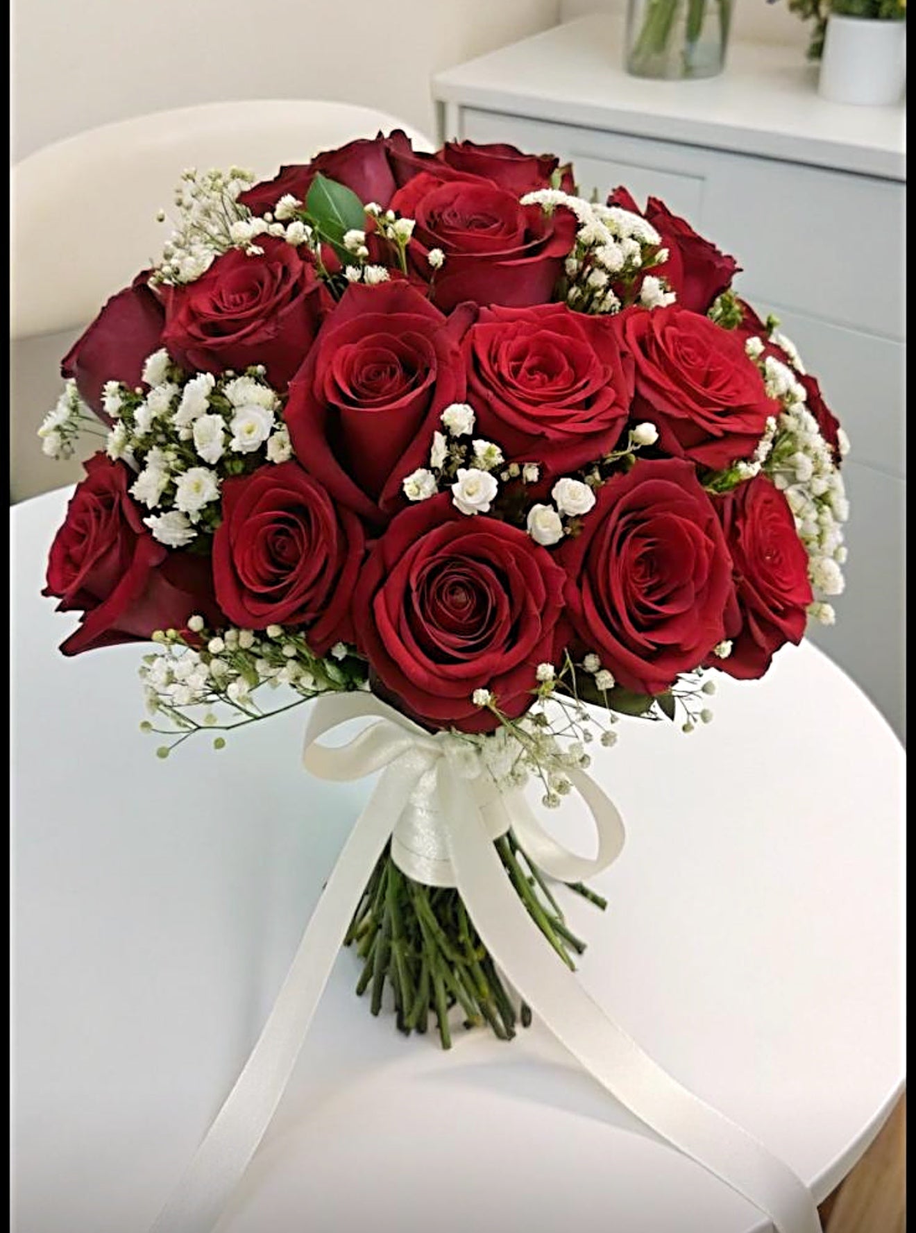 Red Rose Bridal Wedding Flower Bouquet - Miami Flower Store Same-Day Delivery Fort Lauderdale Brickell Aventura Las Olas Hallendale Beach Hollywood Sunny Isles