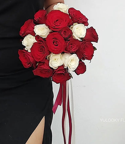 Red Rose Bridal Wedding Flower Bouquet - Miami Flower Store Same-Day Delivery Fort Lauderdale Brickell Aventura Las Olas Hallendale Beach Hollywood Sunny Isles