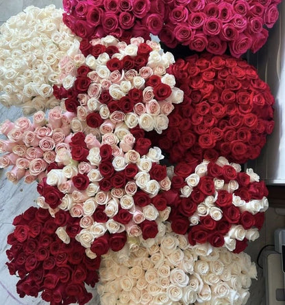 75 Red & White Rose Classic Flower Bouquet - Miami Flower Store Same-Day Delivery Fort Lauderdale Brickell Aventura Las Olas Hallendale Beach Hollywood Sunny Isles