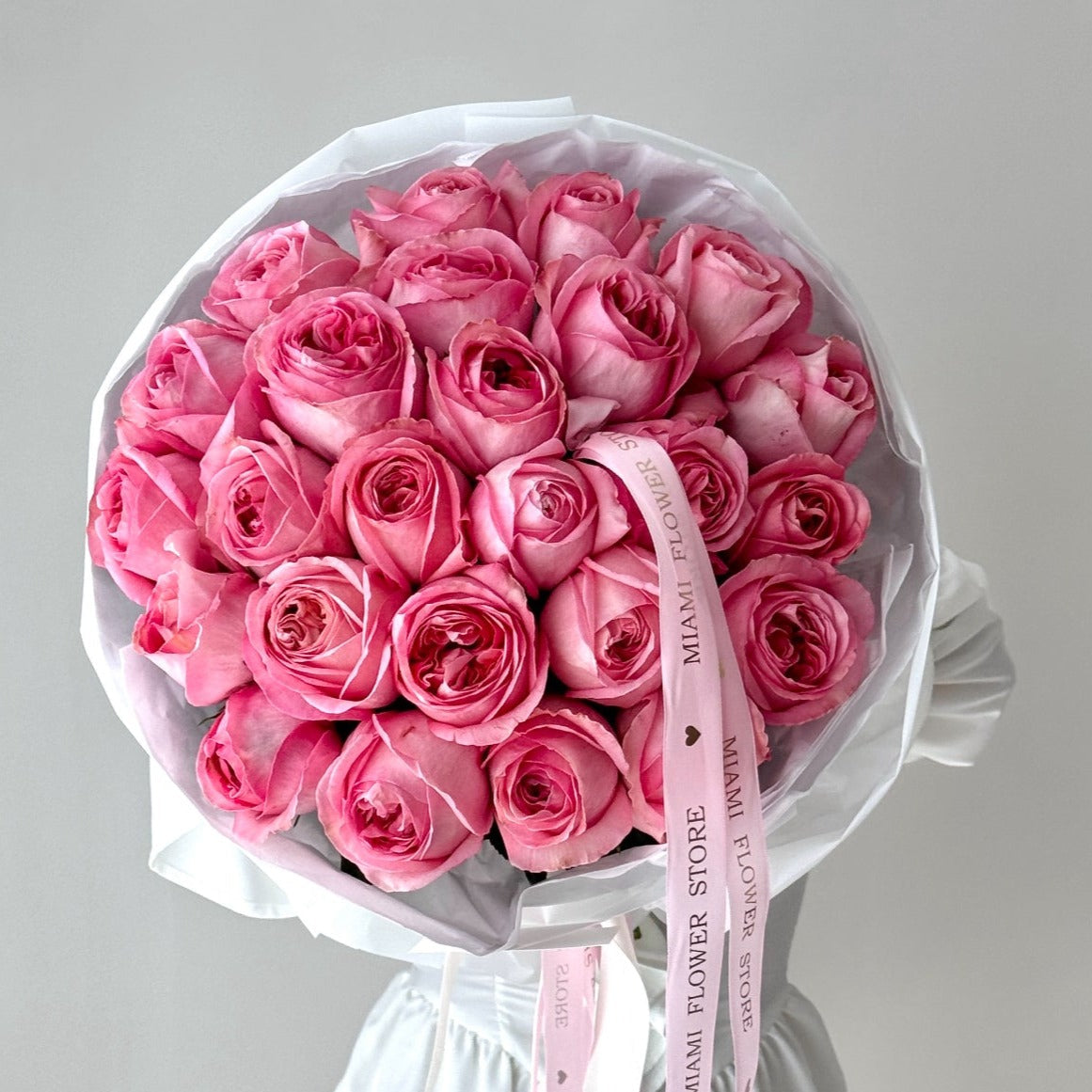 Luxurious Rose Flower Bouquet "Pink Expression" - Miami Flower Store Delivery Fort Lauderdale