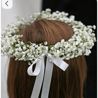 Baby's Breath Fresh Flower Crown/ Real Gypsophila Hear Crown. - Miami Flower Store Same-Day Delivery Fort Lauderdale Brickell Aventura Las Olas Hallendale Beach Hollywood Sunny Isles