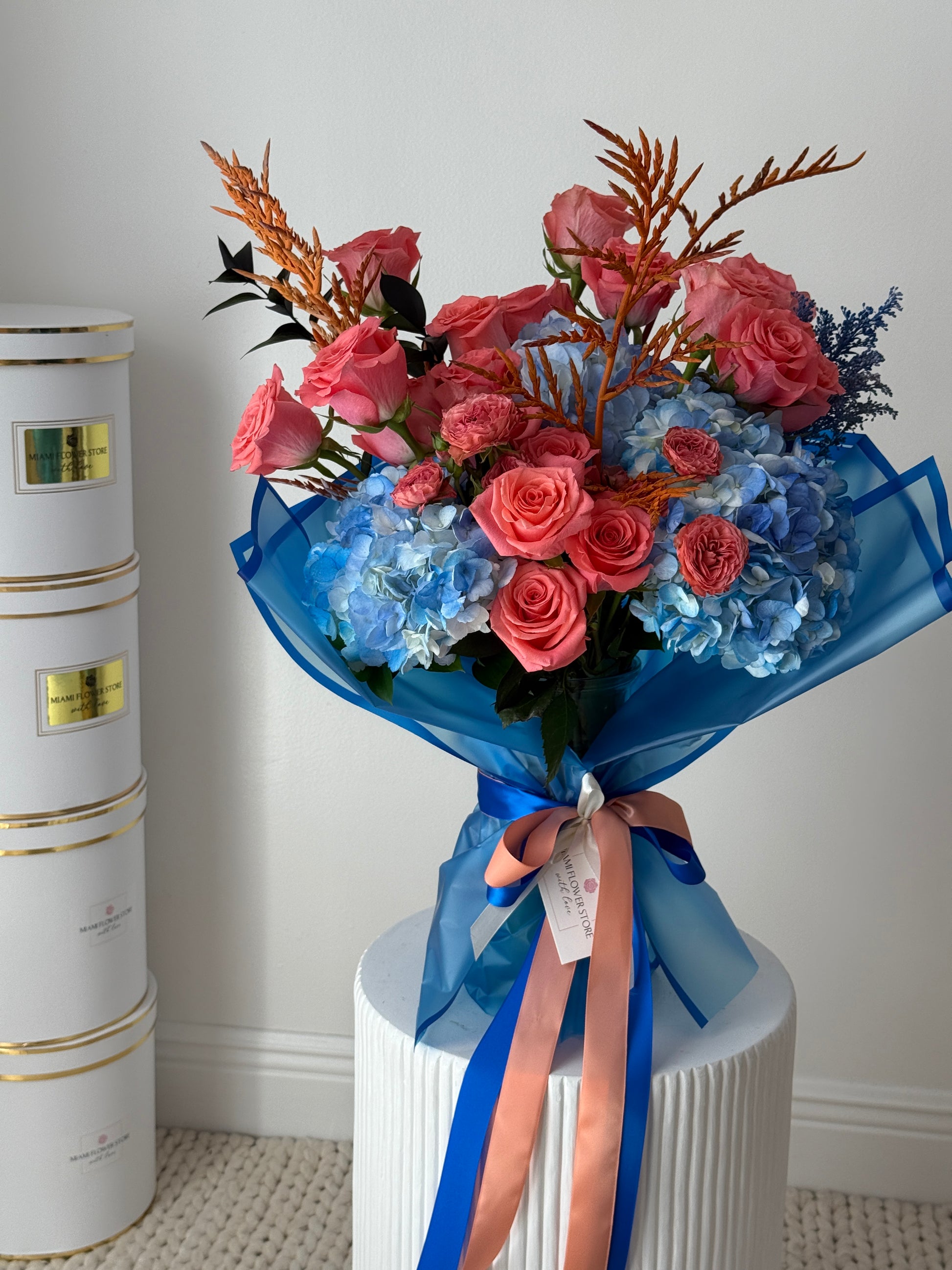 Miami Marlins Bouquet In A Vase - Miami Flower Store Same-Day Delivery Fort Lauderdale Brickell Aventura Las Olas Hallendale Beach Hollywood Sunny Isles