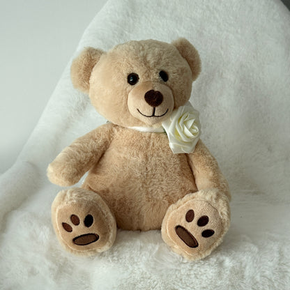 12" Beige Stuffed Teddy Bear - Miami Flower Store Same-Day Delivery Fort Lauderdale Brickell Aventura Las Olas Hallendale Beach Hollywood Sunny Isles