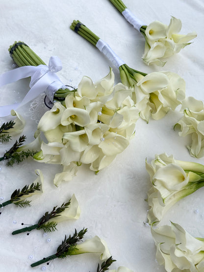 Bridal Bouquet From White Calla Lilies/ Wedding Callas Lilies Bouquet - Miami Flower Store Same-Day Delivery Fort Lauderdale Brickell Aventura Las Olas Hallendale Beach Hollywood Sunny Isles