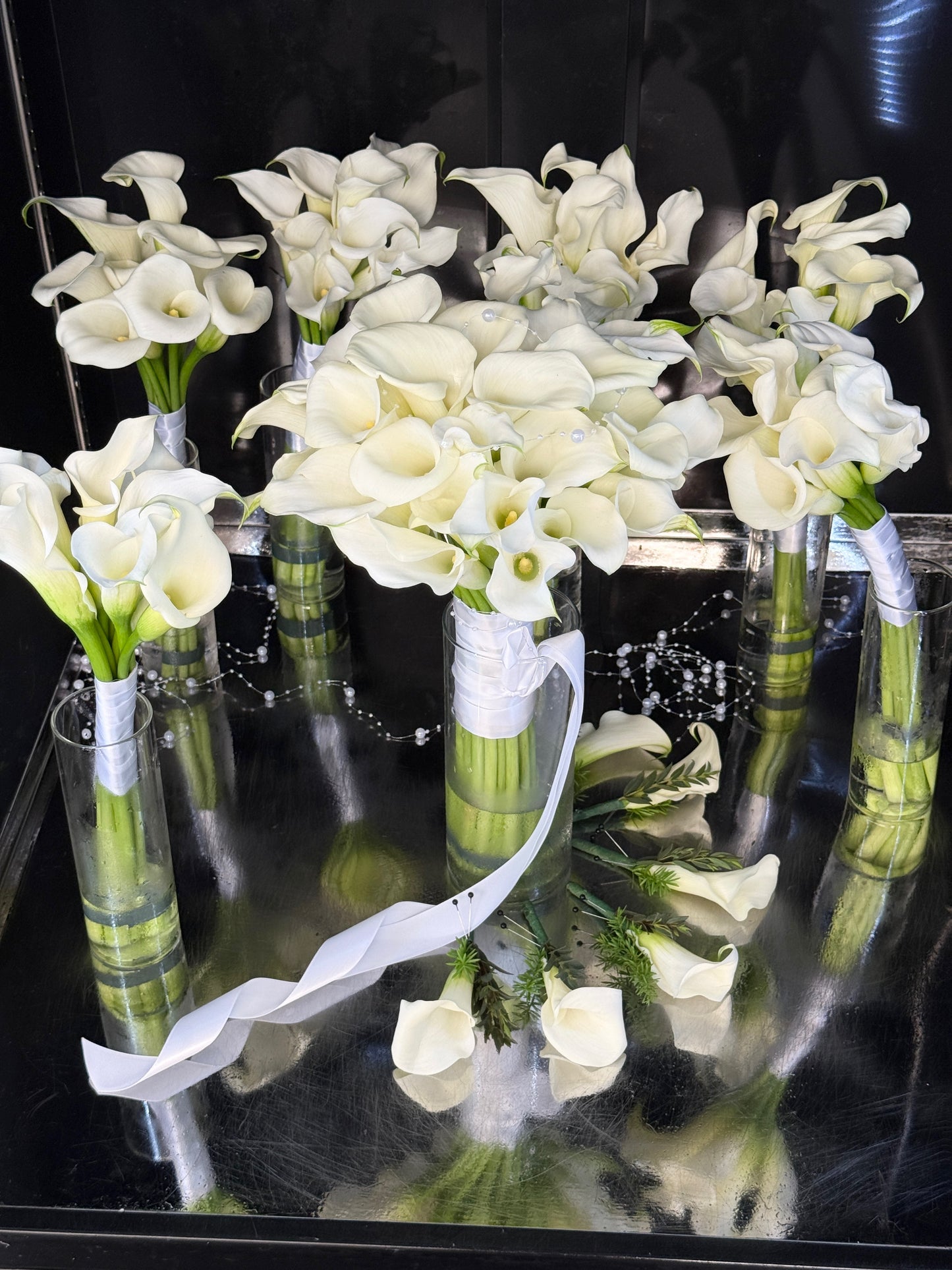 Bridal Bouquet From White Calla Lilies/ Wedding Callas Lilies Bouquet - Miami Flower Store Same-Day Delivery Fort Lauderdale Brickell Aventura Las Olas Hallendale Beach Hollywood Sunny Isles