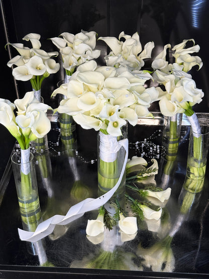Bridal Bouquet From White Calla Lilies/ Wedding Callas Lilies Bouquet - Miami Flower Store Same-Day Delivery Fort Lauderdale Brickell Aventura Las Olas Hallendale Beach Hollywood Sunny Isles