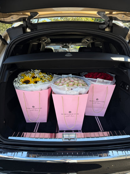 Sunflowers And Baby Breath Bouquet - Miami Flower Store Same-Day Delivery Fort Lauderdale Brickell Aventura Las Olas Hallendale Beach Hollywood Sunny Isles