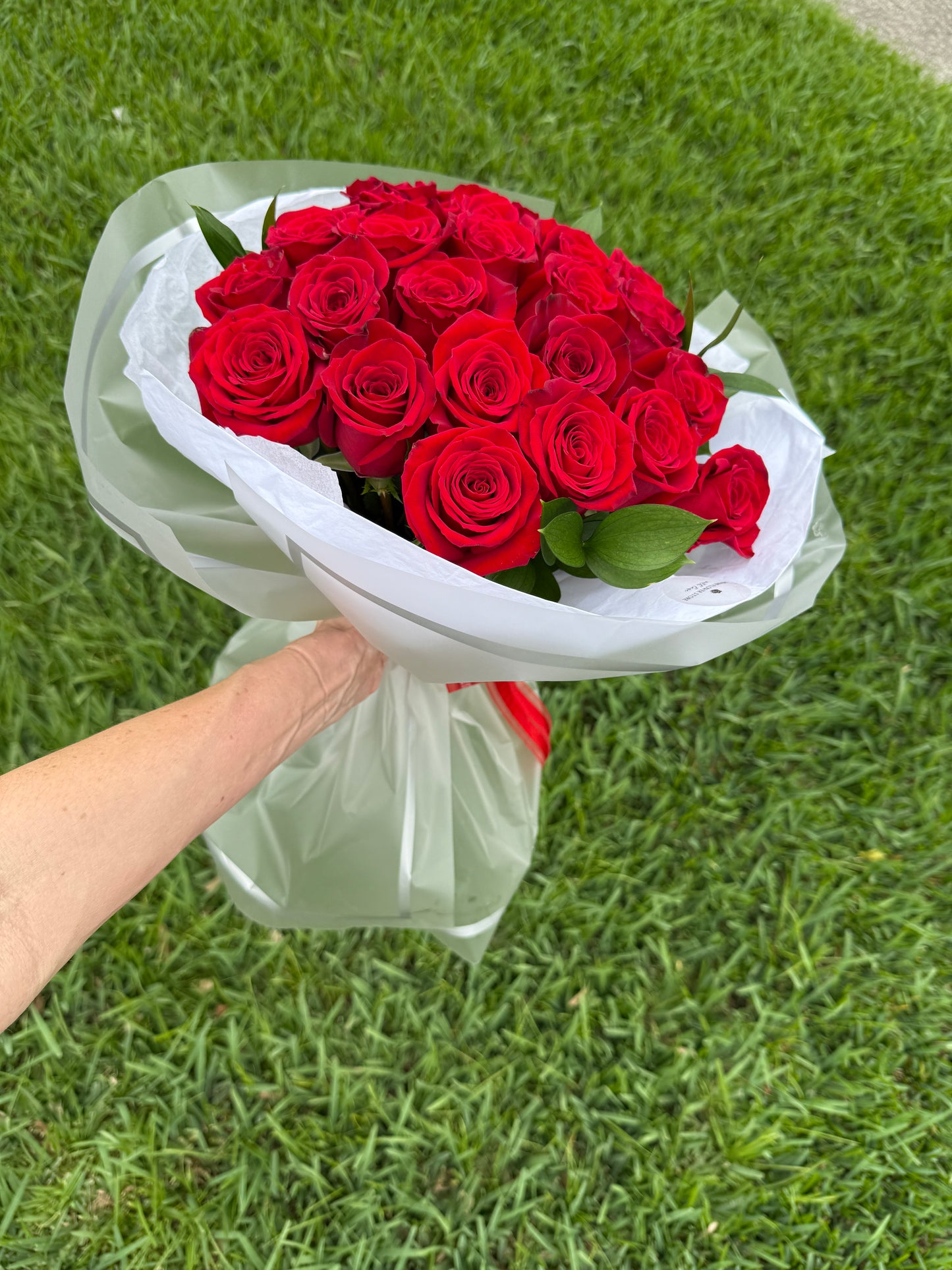 Two Dozen Red Rose Flower Bouquet Classic Bouquet - Miami Flower Store Same-Day Delivery Fort Lauderdale Brickell Aventura Las Olas Hallendale Beach Hollywood Sunny Isles