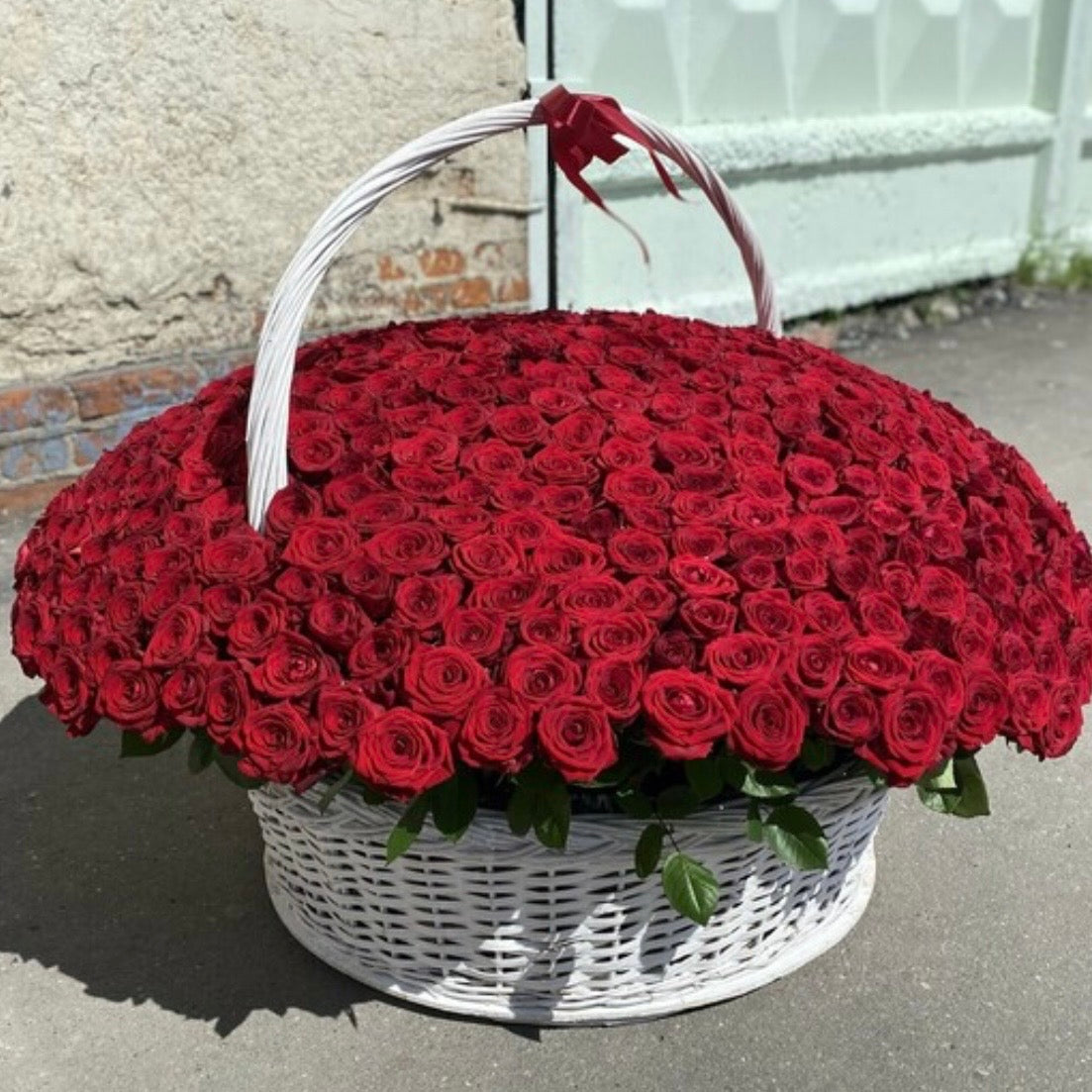 300 Red Roses Bouquet In A Baskets/Overside Basket With 300 Red Roses - Miami Flower Store Same-Day Delivery Fort Lauderdale Brickell Aventura Las Olas Hallendale Beach Hollywood Sunny Isles