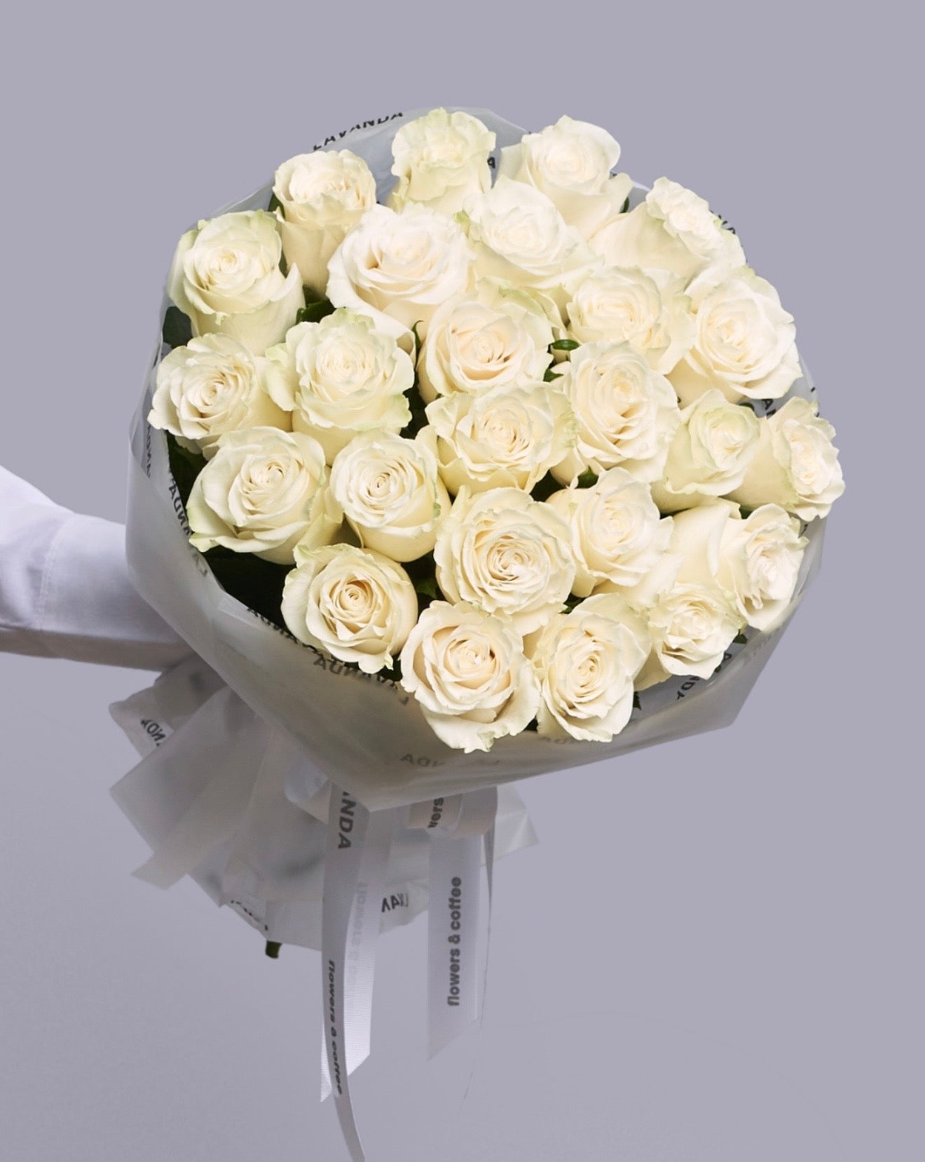 25 White Rose Flower Bouquet - Miami Flower Store Same-Day Delivery Fort Lauderdale Brickell Aventura Las Olas Hallendale Beach Hollywood Sunny Isles